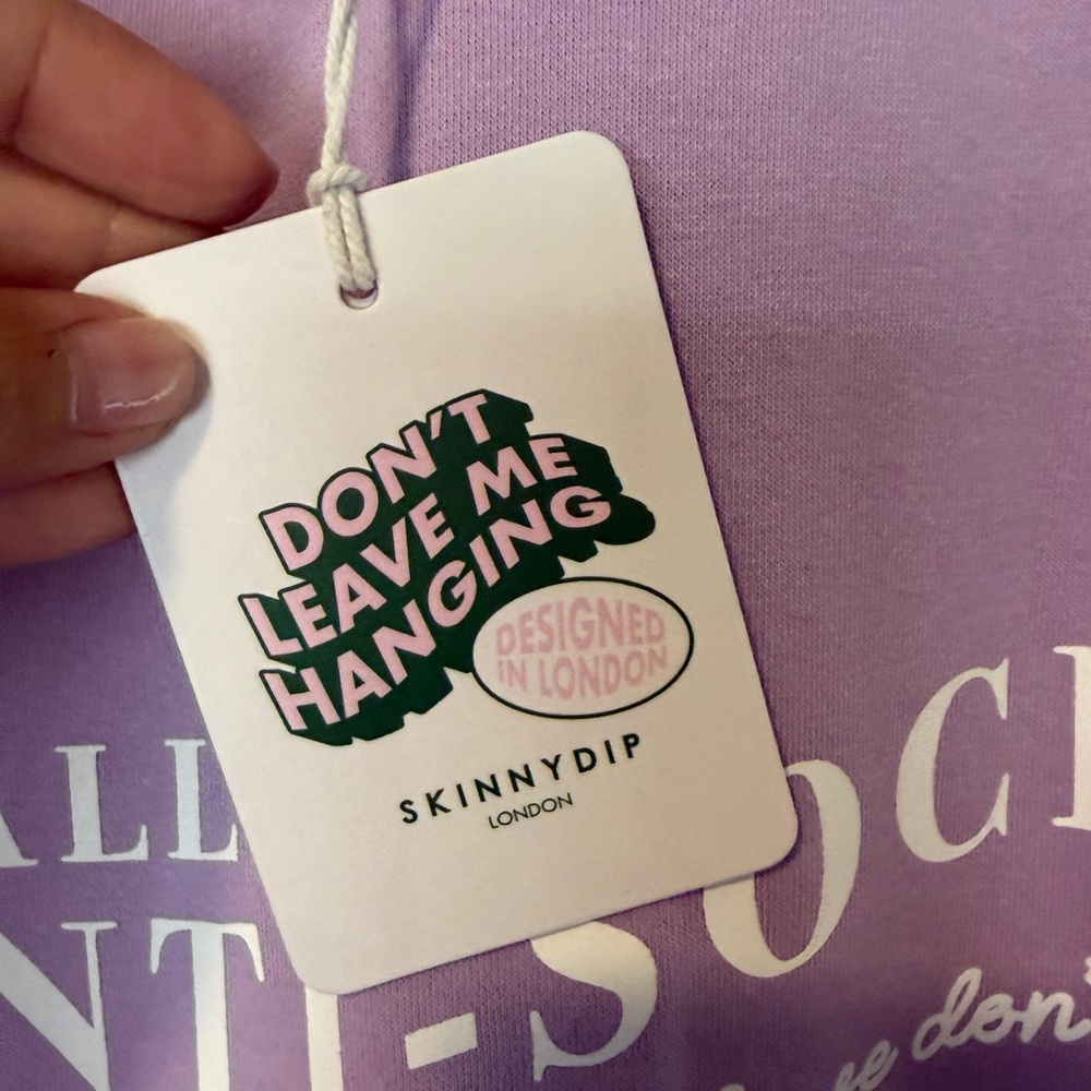 Brand New SkinnyDip Lavender "Anti-Social" Graphic Crewneck Sweatshirt - Picture 5 of 5